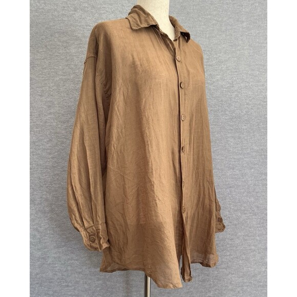 Tan + Lines by Sivan Ayla Gauze Tunic Top XS Small Oversized Fit Cover Up Shirt - Picture 2 of 10
